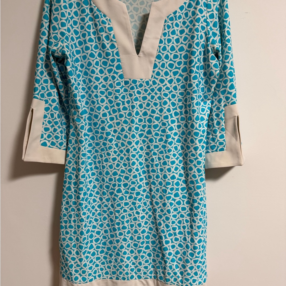 Jude Connally Turquoise and White Geometric Dress Tunic - Picture 8 of 10